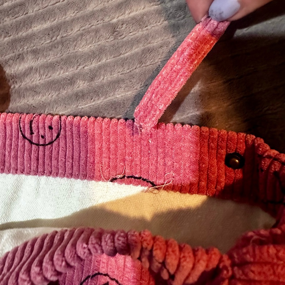 Pink Corduroy Smiley Face Tote Bag - Picture 6 of 13